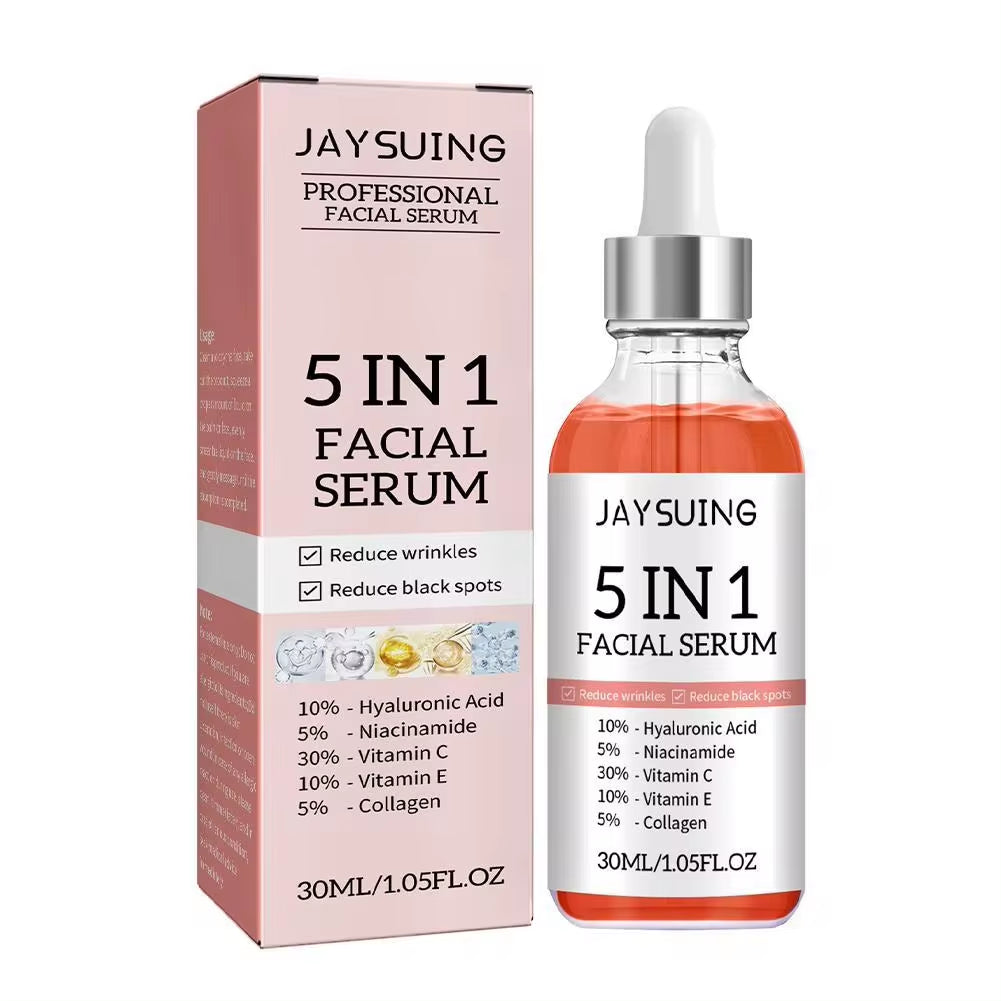 5 in 1 Fade Fine Lines Firming Face Serum Moisturizing Brightning Vitamin C Hyaluronic Acid Facial Serum Shrink Pores Skin Care