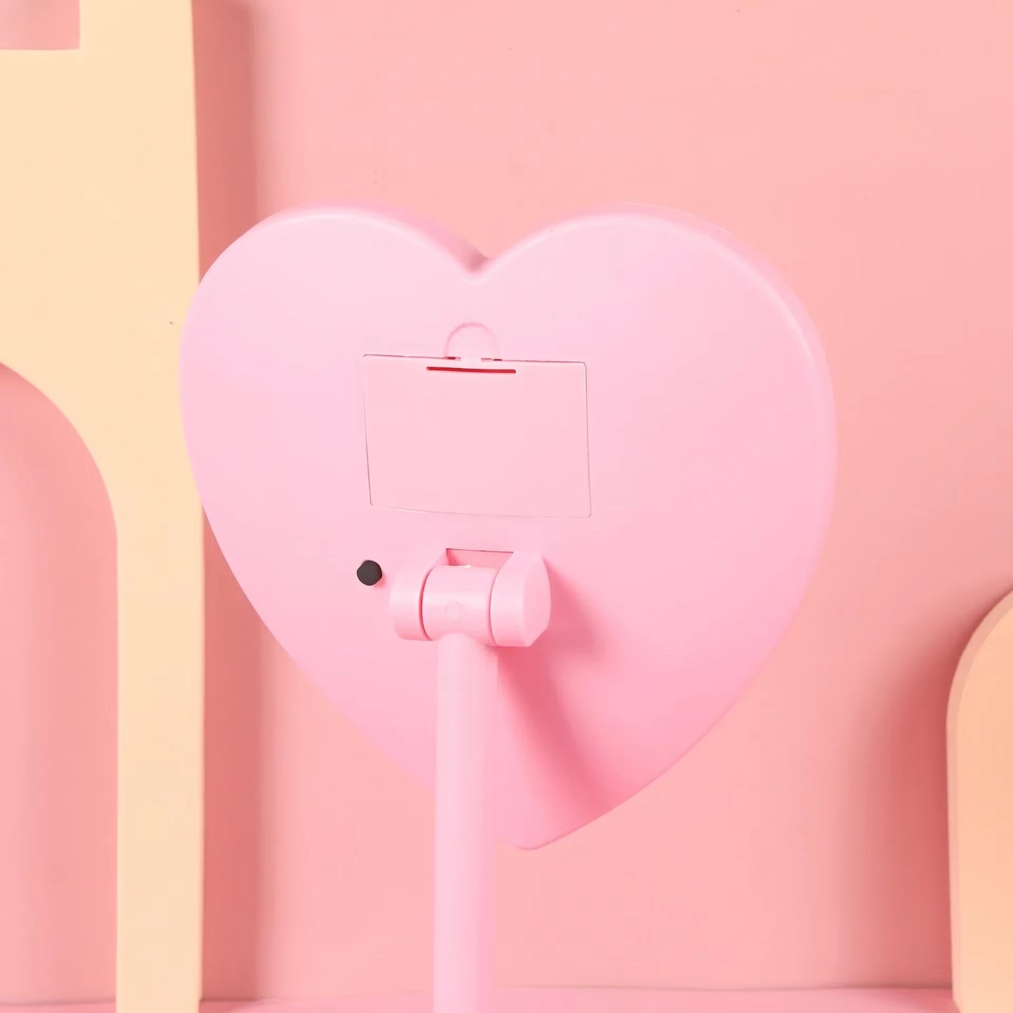 Heart Shape LED Makeup Mirror with 3 Colors Lighting and Stand Desktop Rechargeable Cosmetic Vanity Mirror Portable Lighted